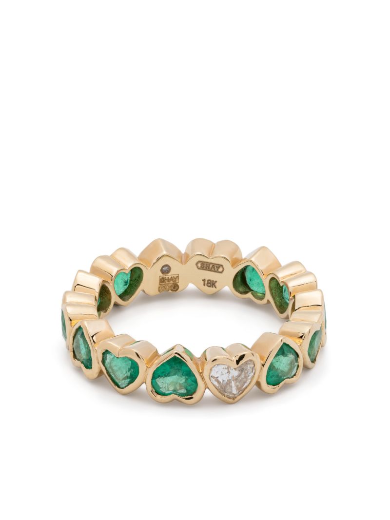 18k Yellow Gold Emerald and Diamond Ring