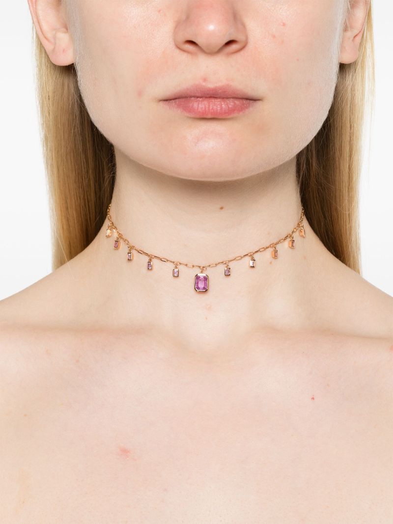 18k Rose Gold Pink Sapphire Choker