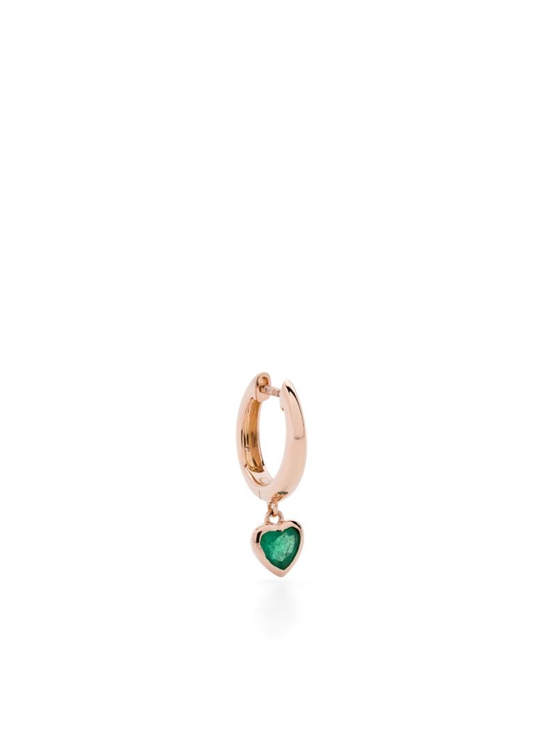 18kt Rose Gold Heart Emerald Single Earring