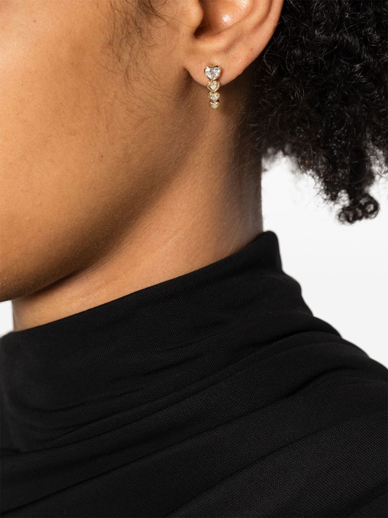 18k Yellow Gold Heart Diamond Earrings
