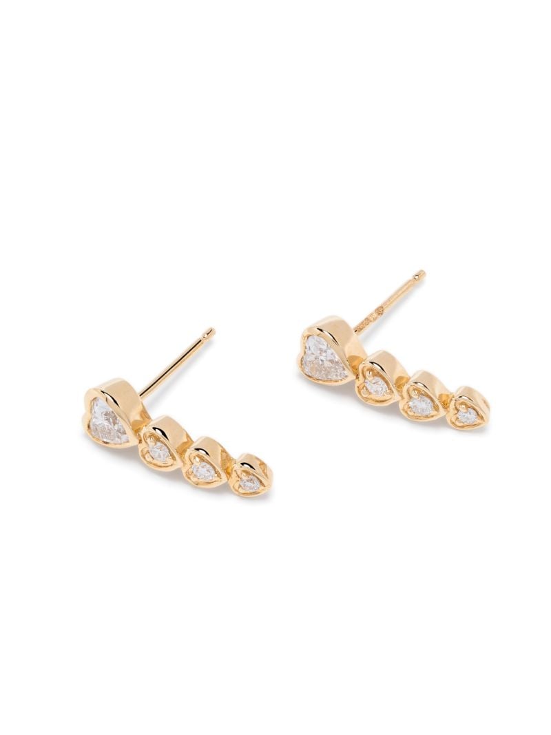 18k Yellow Gold Heart Diamond Earrings