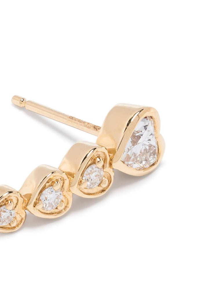 18k Yellow Gold Heart Diamond Earrings