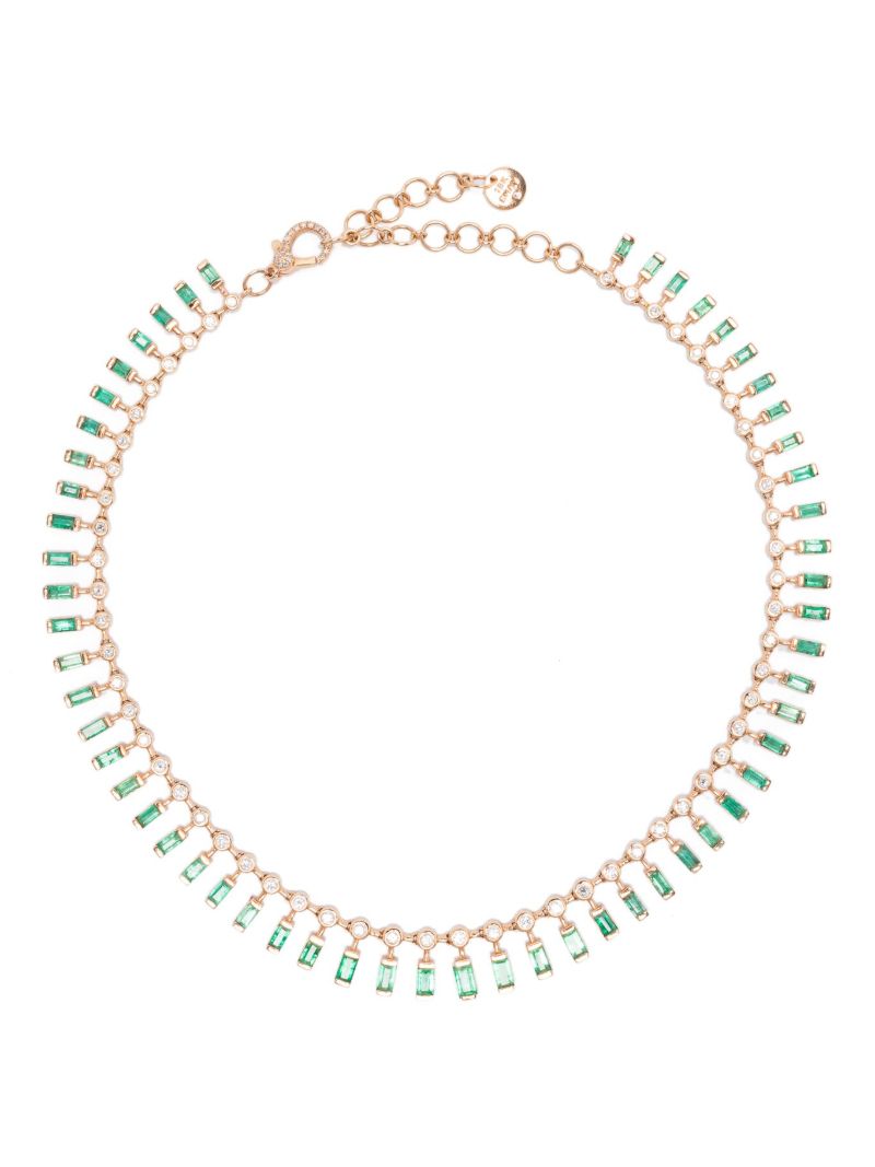 18k Rose Gold Dot-dash Emerald Choker