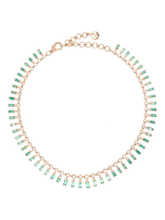 18k Rose Gold Dot-dash Emerald Choker