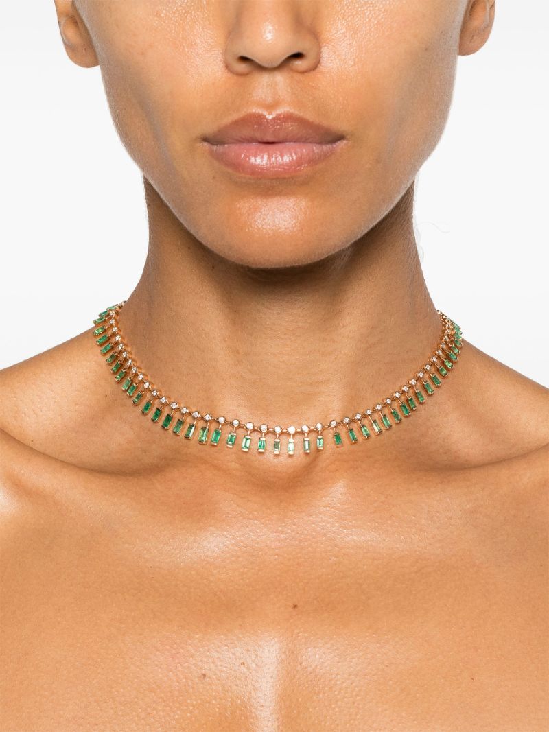 18k Rose Gold Dot-dash Emerald Choker