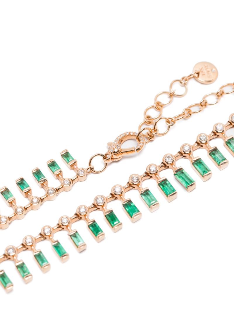 18k Rose Gold Dot-dash Emerald Choker