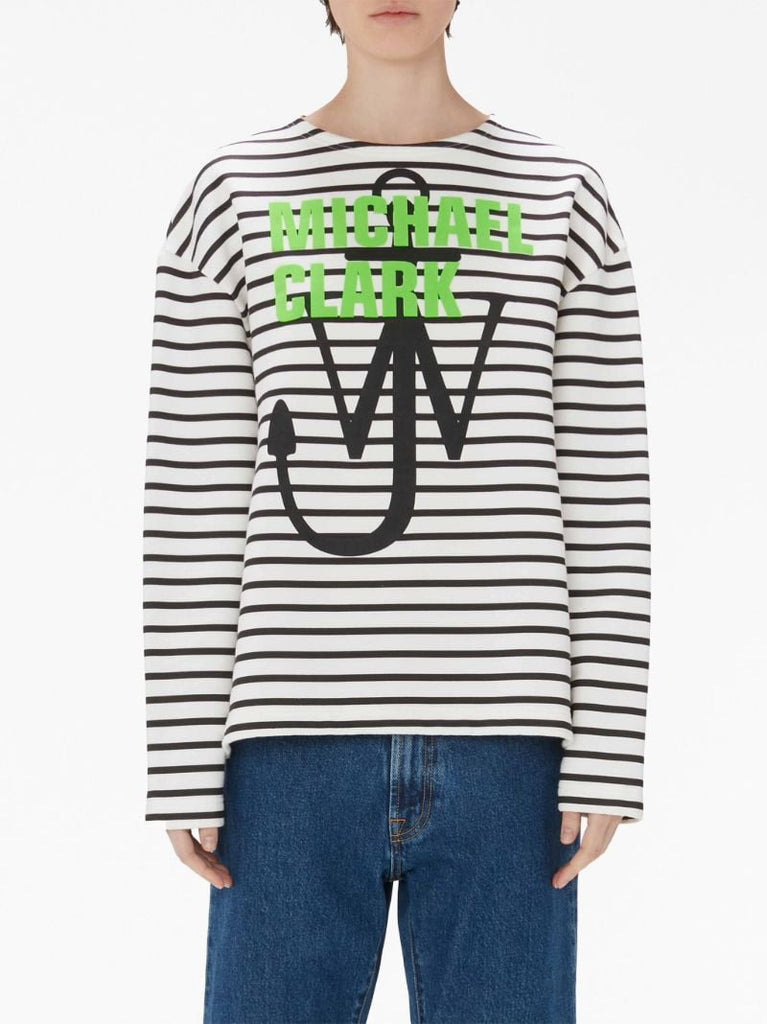 X Michael Clark White Striped Sweatshirt