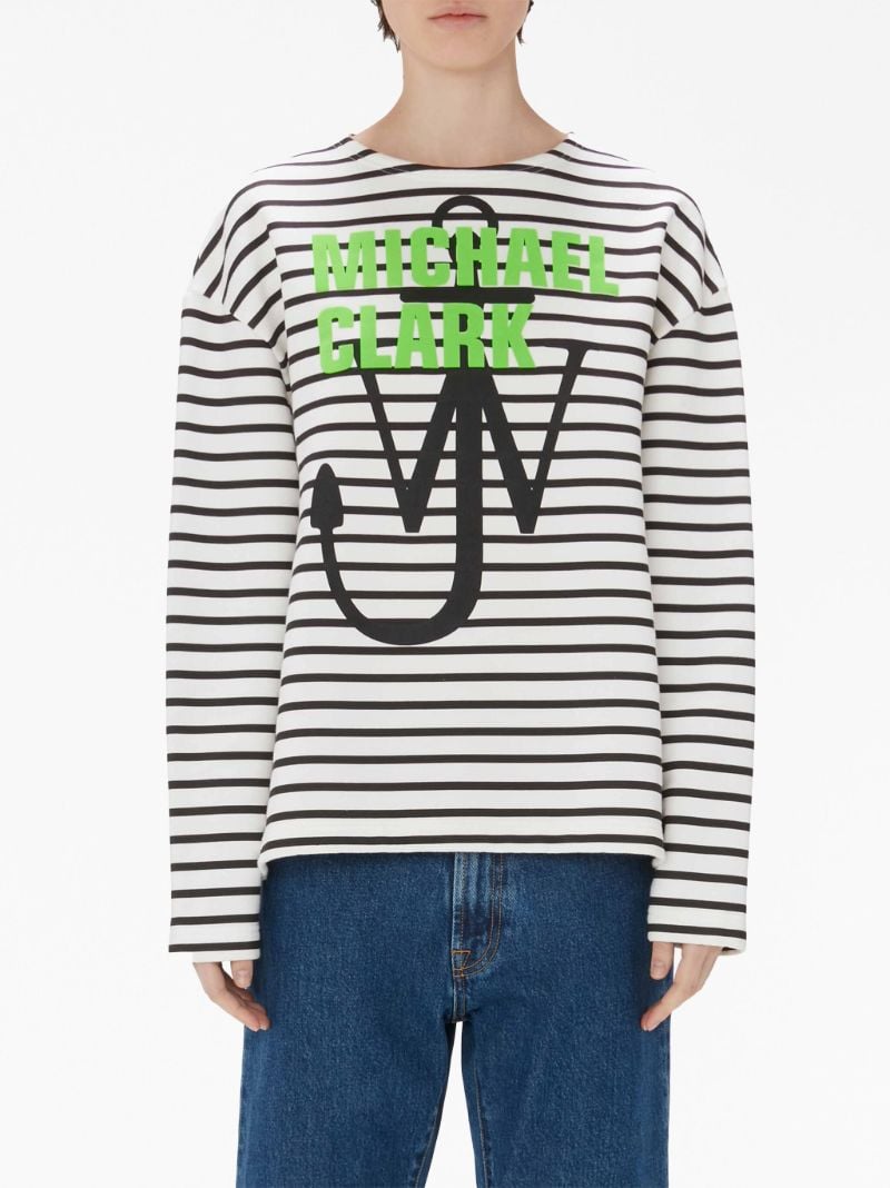 X Michael Clark White Striped Sweatshirt