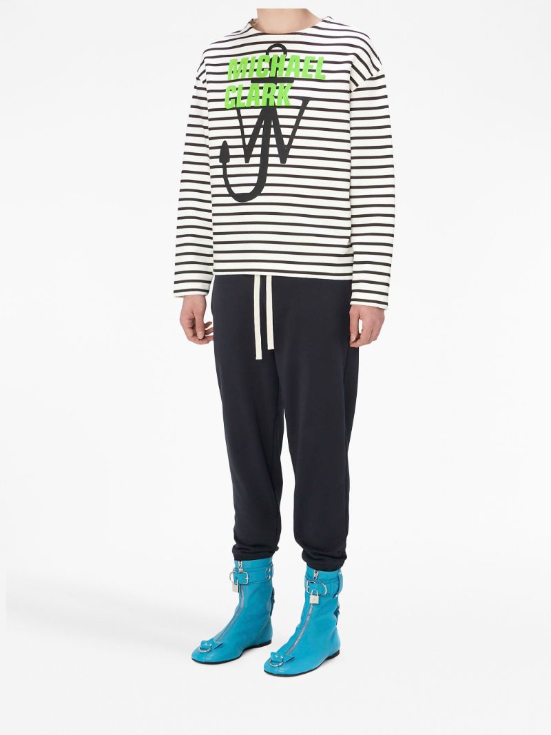 X Michael Clark White Striped Sweatshirt