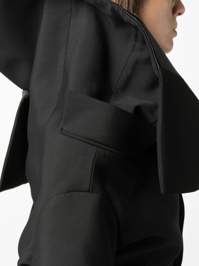 Black Foldover Off-shoulder Cropped Jacket