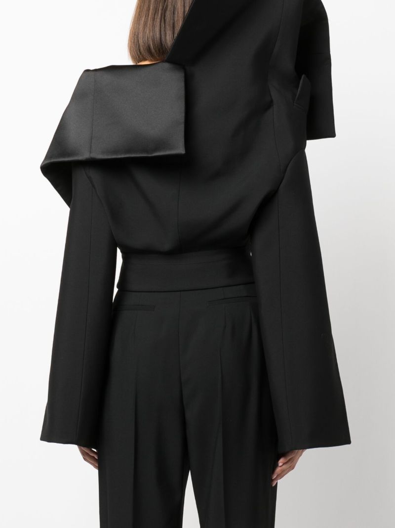 Black Foldover Off-shoulder Cropped Jacket
