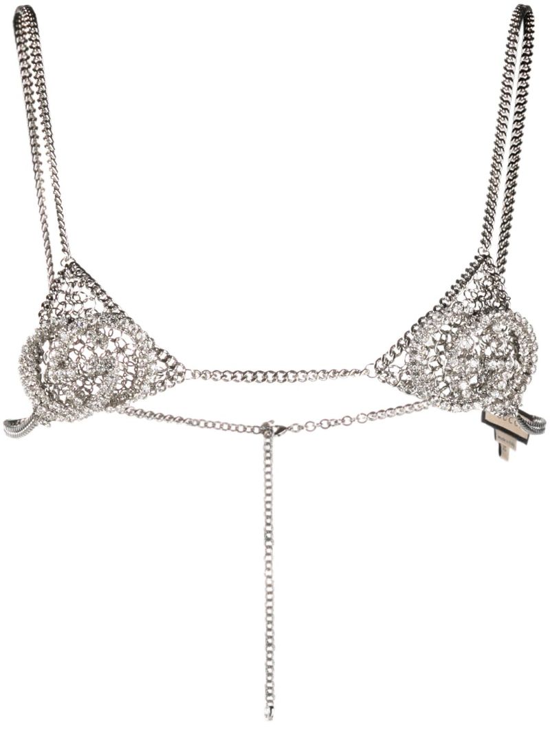 Silver-tone Interlocking G Crystal Bra
