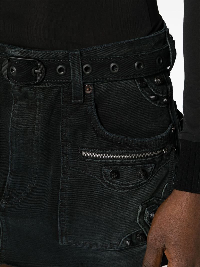 Black Cagole Denim Mini Skirt