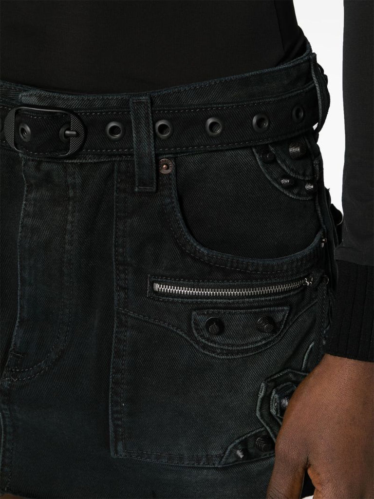 Black Cagole Denim Mini Skirt