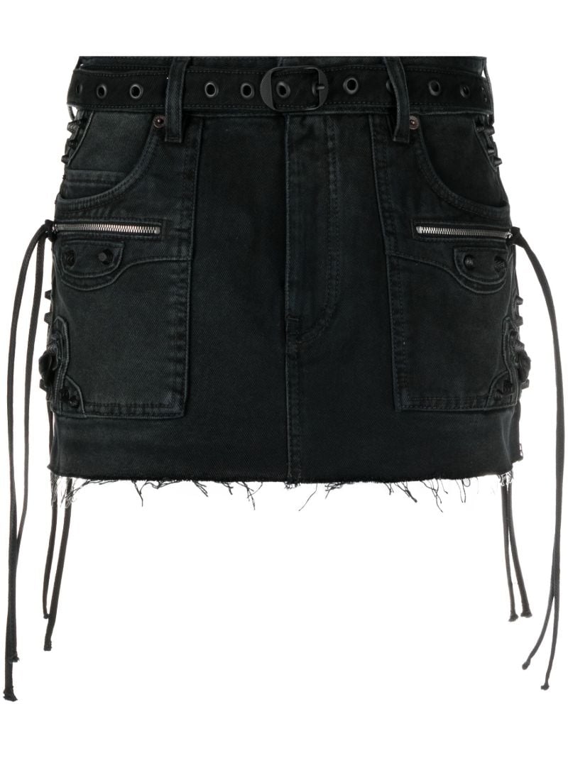 Black Cagole Denim Mini Skirt
