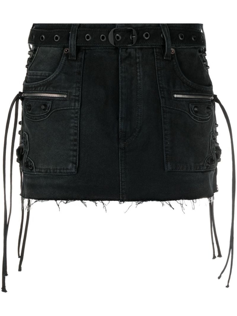 Black Cagole Denim Mini Skirt