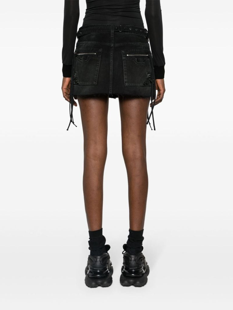 Black Cagole Denim Mini Skirt