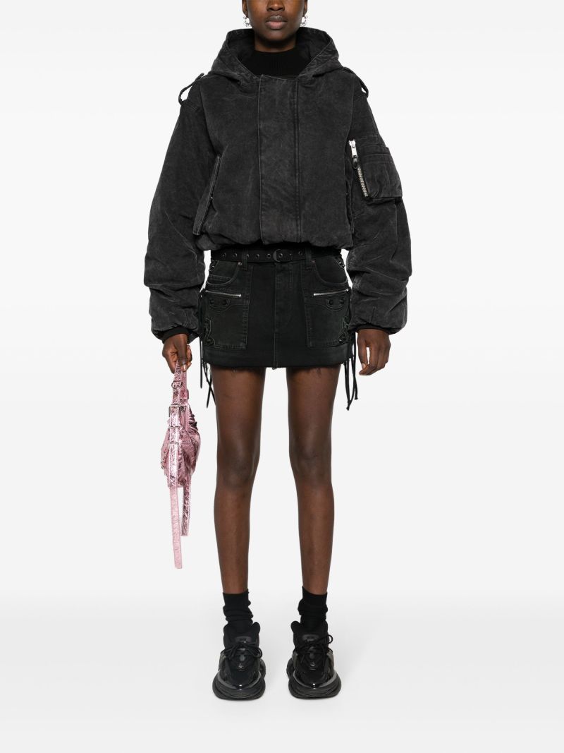 Black Cagole Denim Mini Skirt