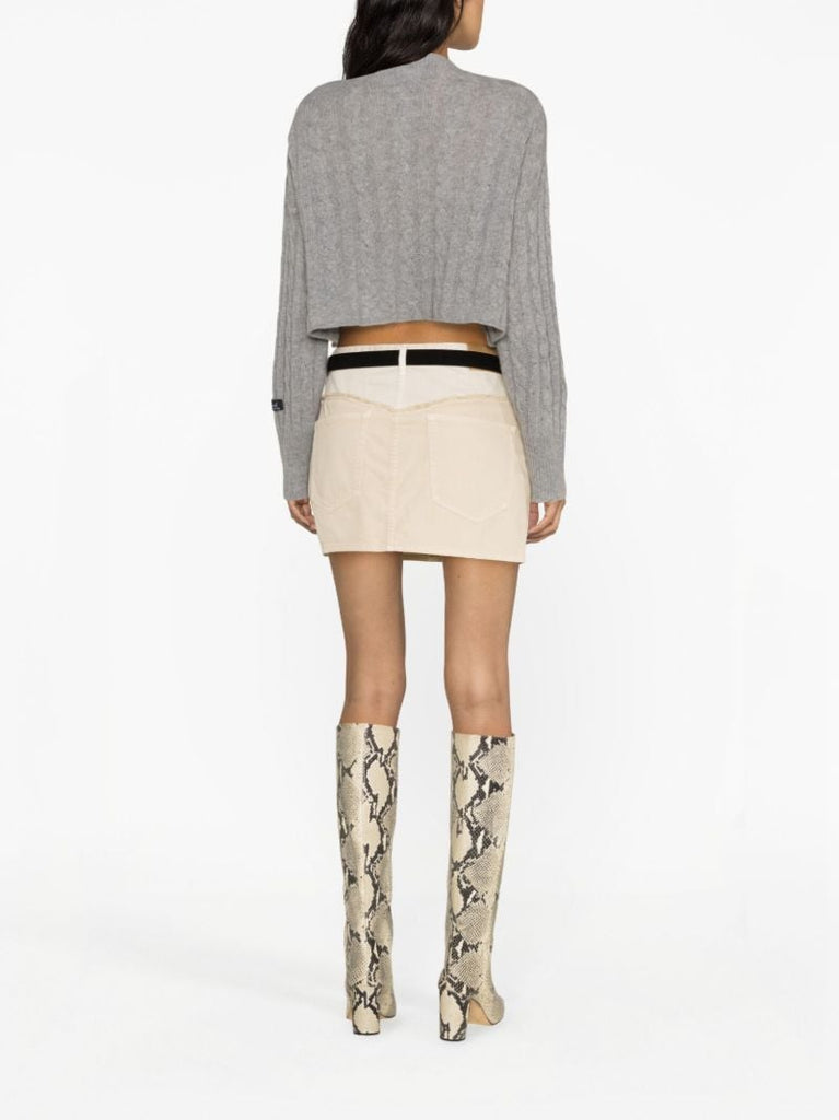 Neutral Narjis Denim Mini Skirt