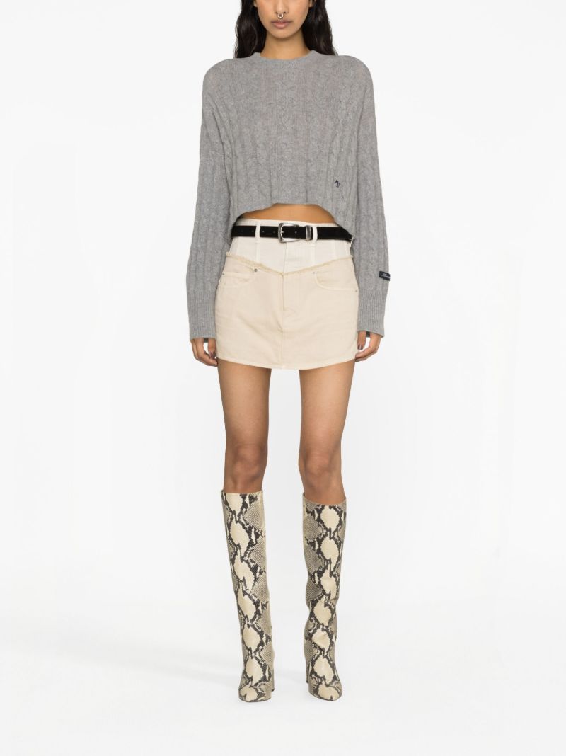Neutral Narjis Denim Mini Skirt
