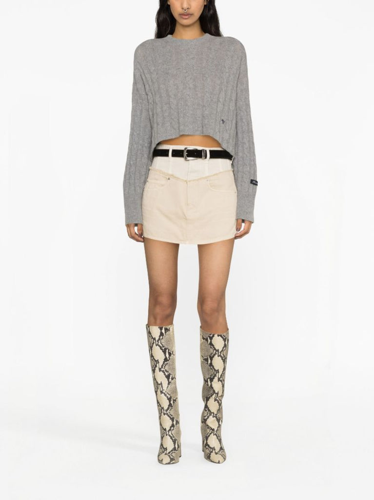 Neutral Narjis Denim Mini Skirt