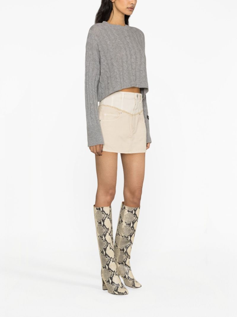 Neutral Narjis Denim Mini Skirt