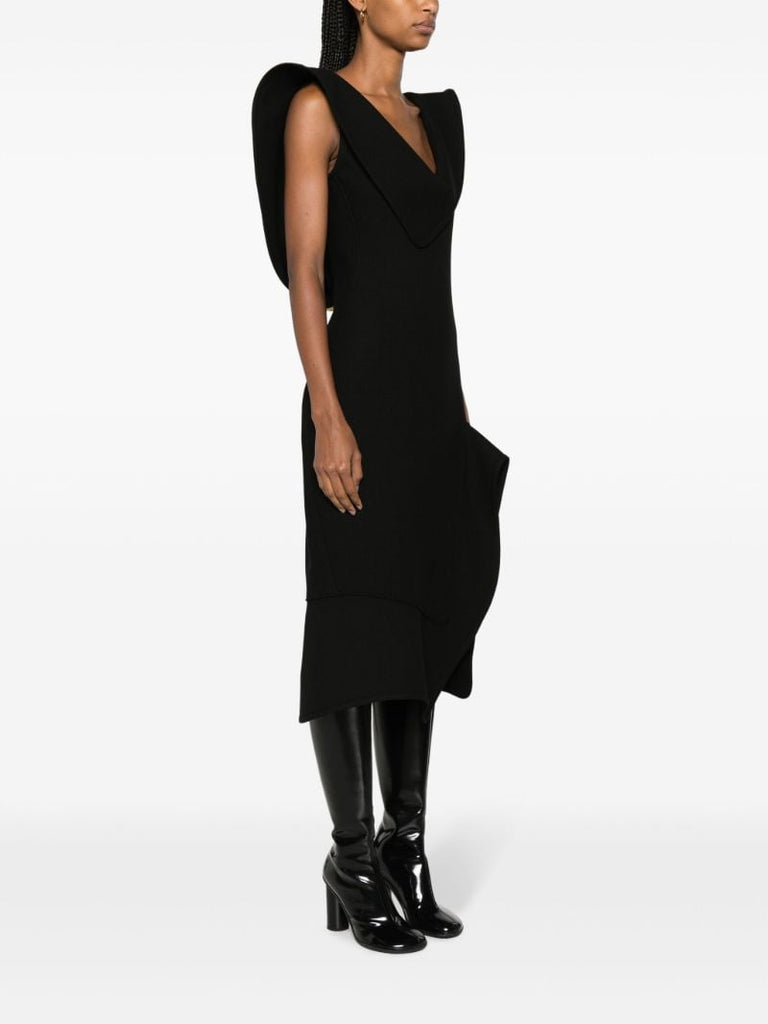 Black Asymmetric Midi Dress