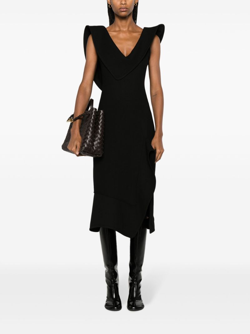 Black Asymmetric Midi Dress