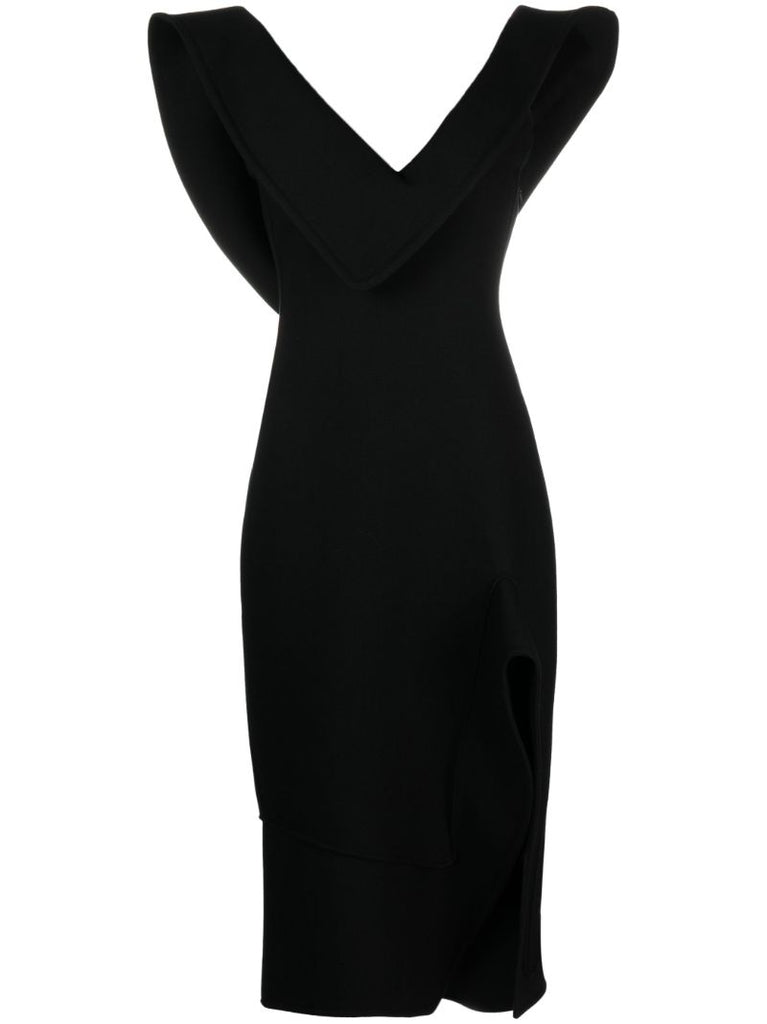 Black Asymmetric Midi Dress