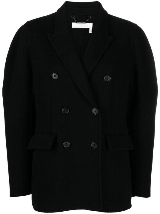 Black Double-breasted Wool-cashmere Blazer