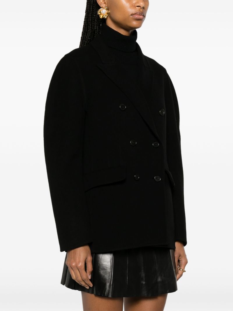 Black Double-breasted Wool-cashmere Blazer