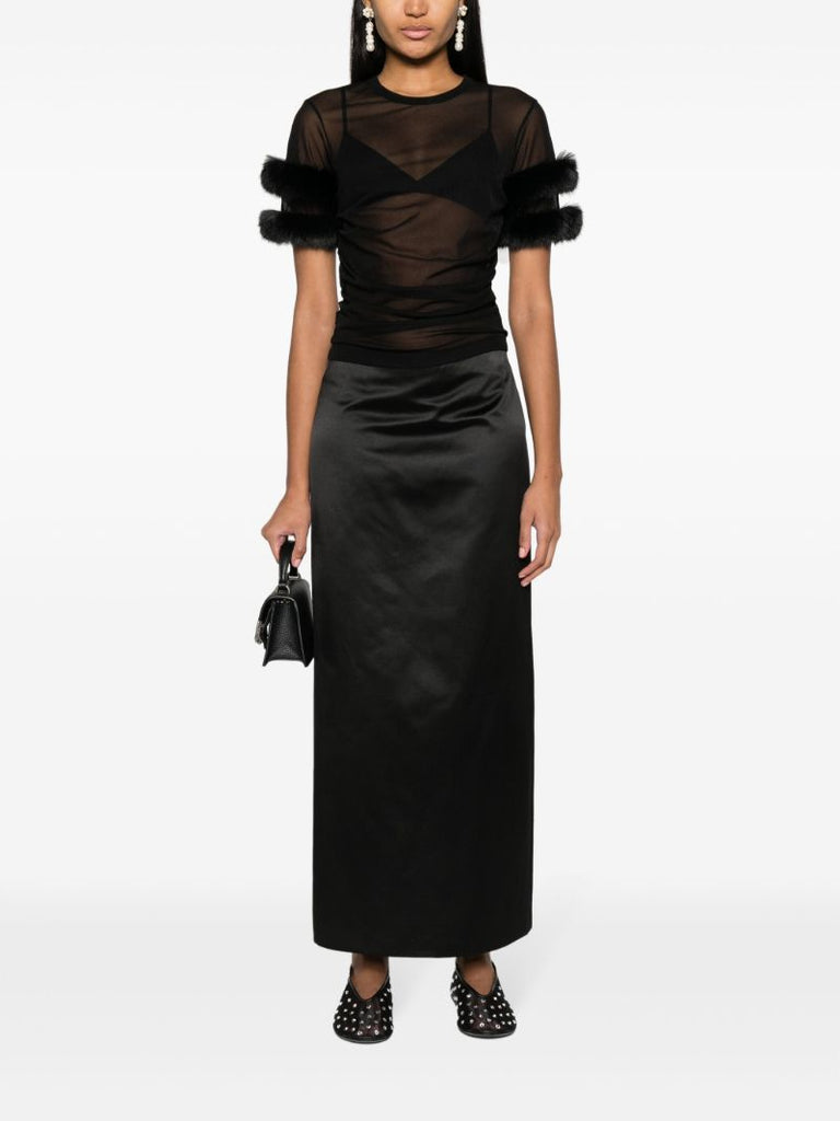 Black Faux Fur-trim Top
