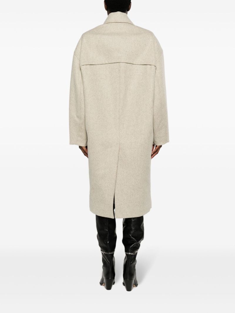 Neutral Fabiola Double-breasted Wool Coat