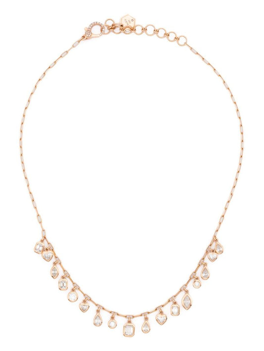 18k Rose Gold Bezel Drop Diamond Necklace