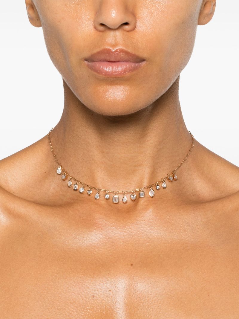 18k Rose Gold Bezel Drop Diamond Necklace
