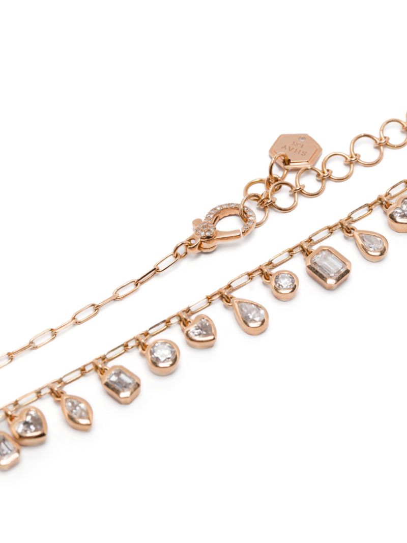 18k Rose Gold Bezel Drop Diamond Necklace