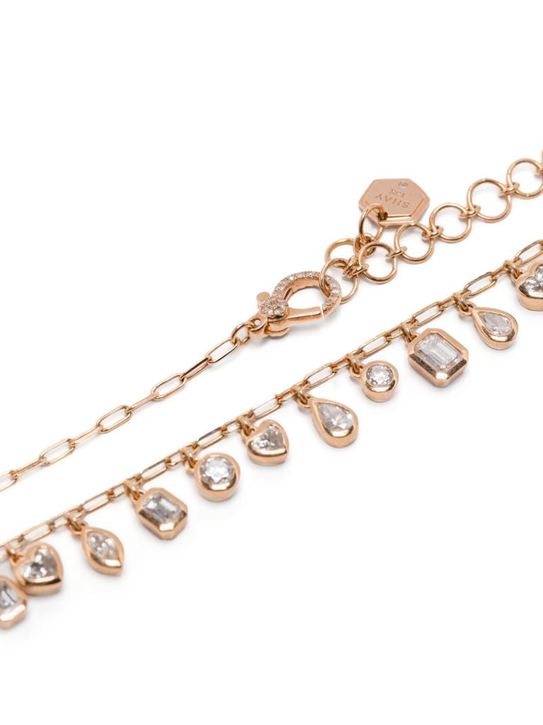 18k Rose Gold Bezel Drop Diamond Necklace