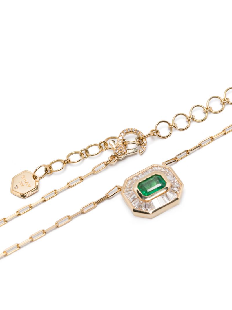 18k Yellow Gold Mini Deco Emerald Necklace