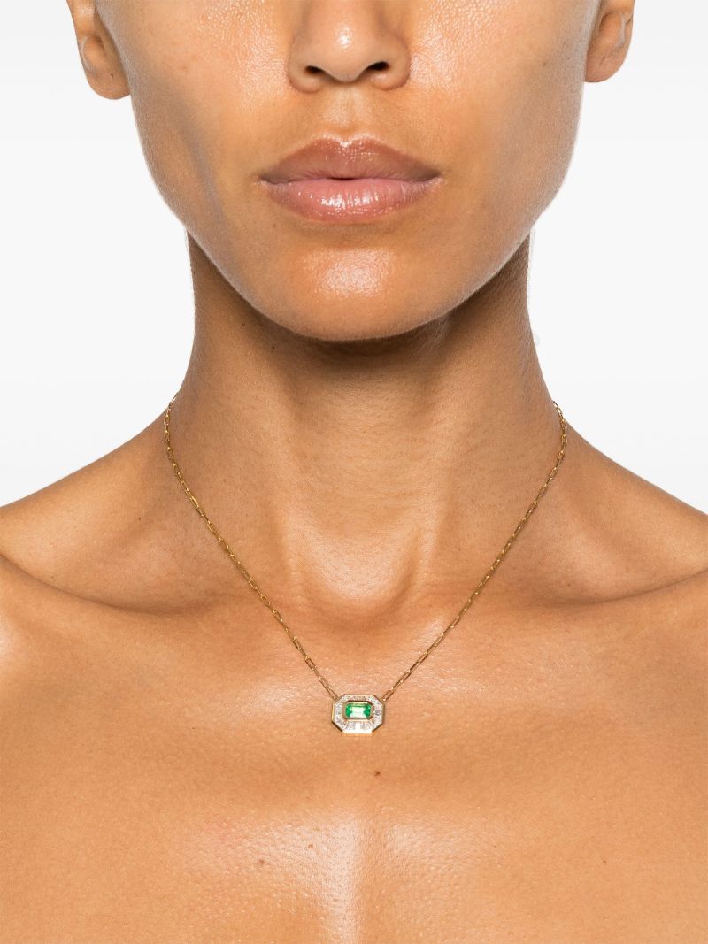 18k Yellow Gold Mini Deco Emerald Necklace