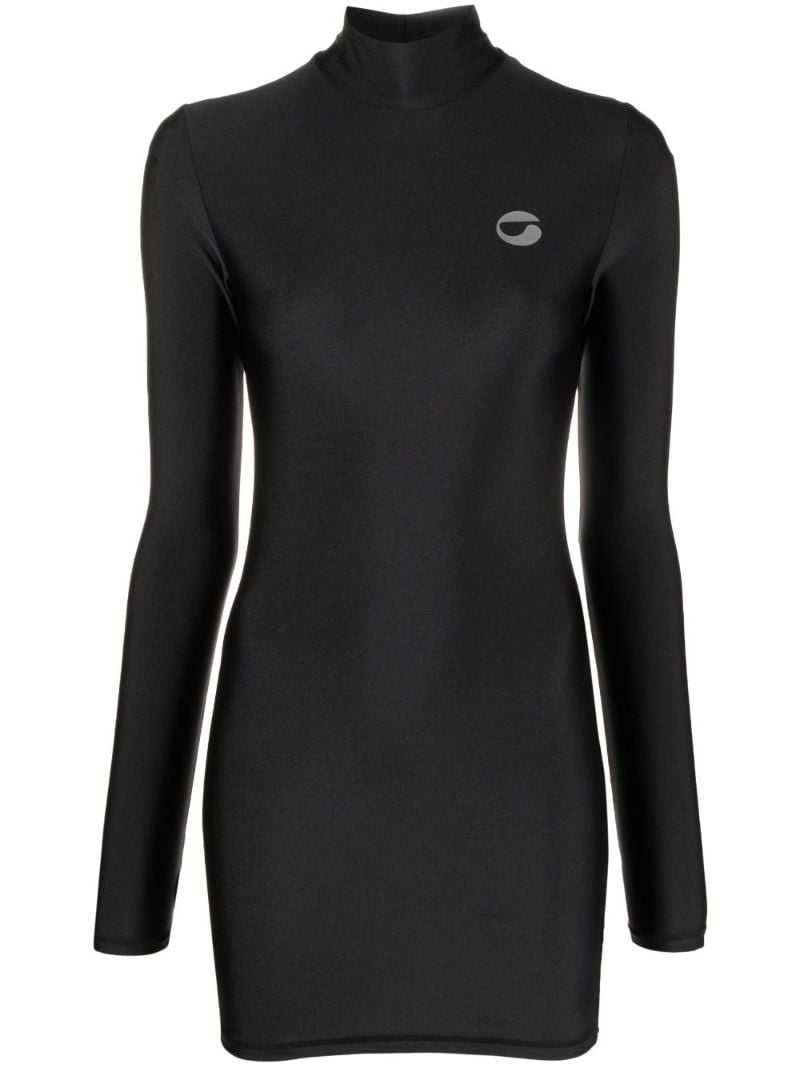 Black Logo-print High-neck Minidress