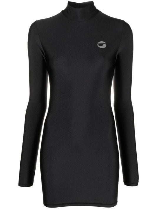 Black Logo-print High-neck Minidress