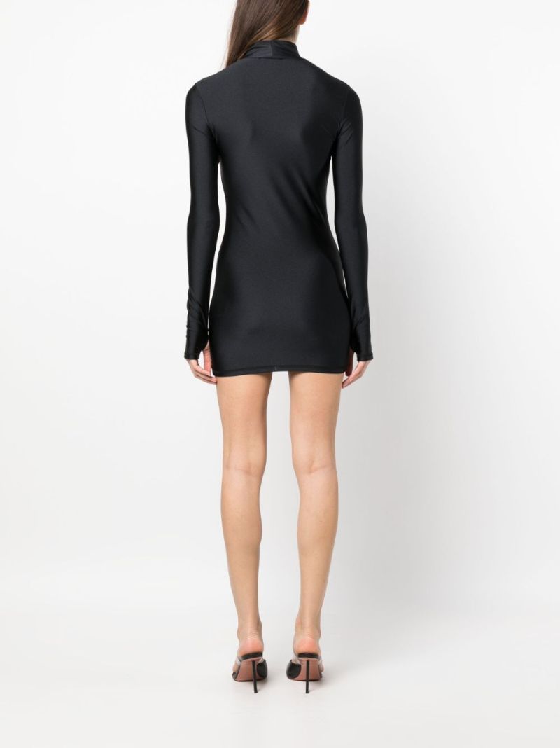 Black Logo-print High-neck Minidress