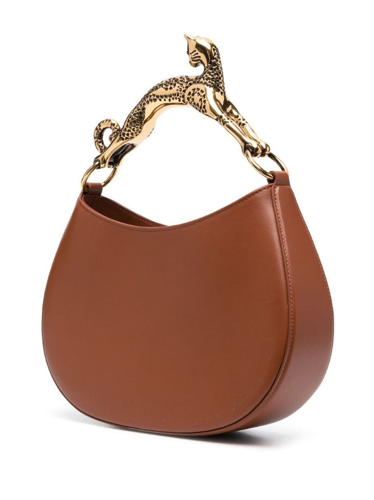Brown Cat Leather Top Handle Bag