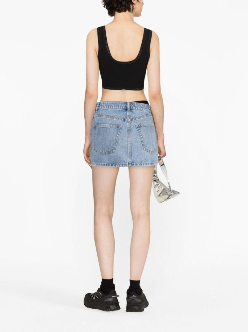 Blue Asymmetric Denim Mini Skirt