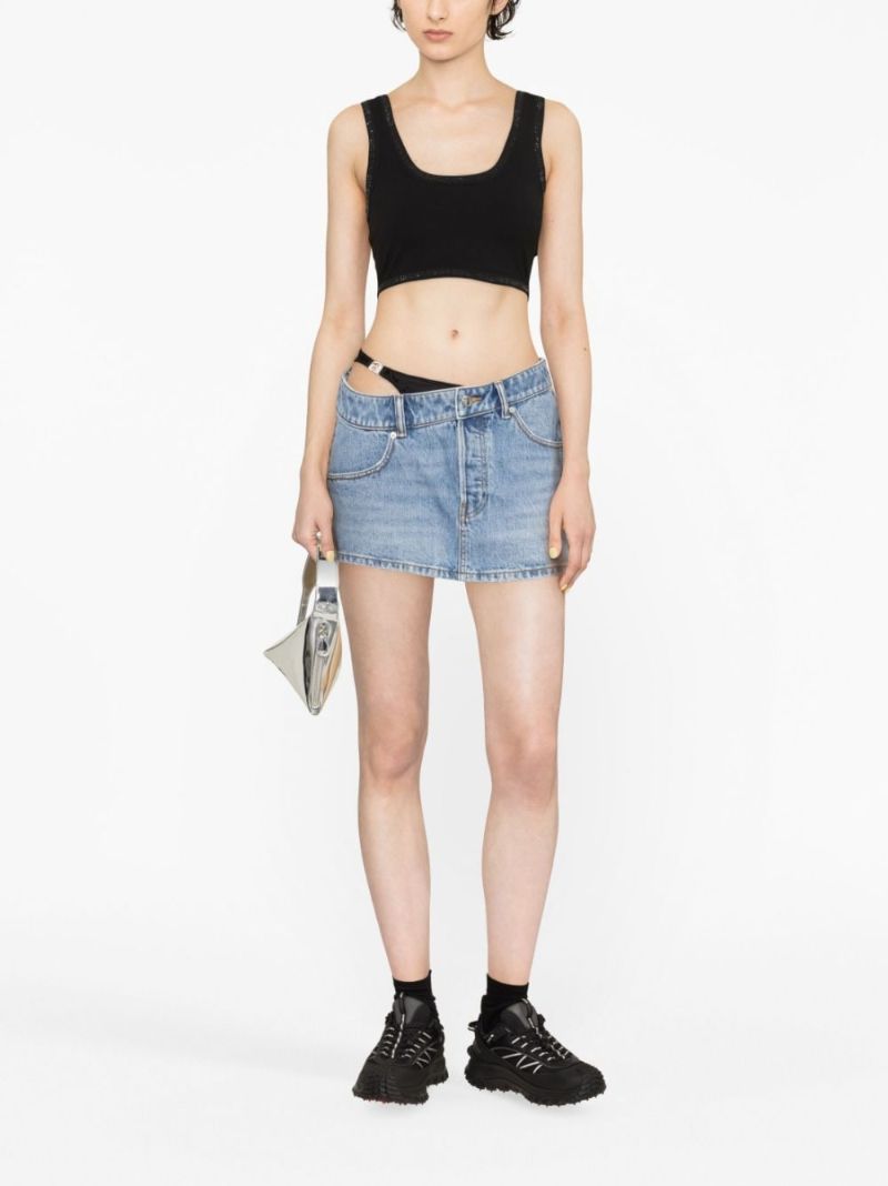 Blue Asymmetric Denim Mini Skirt