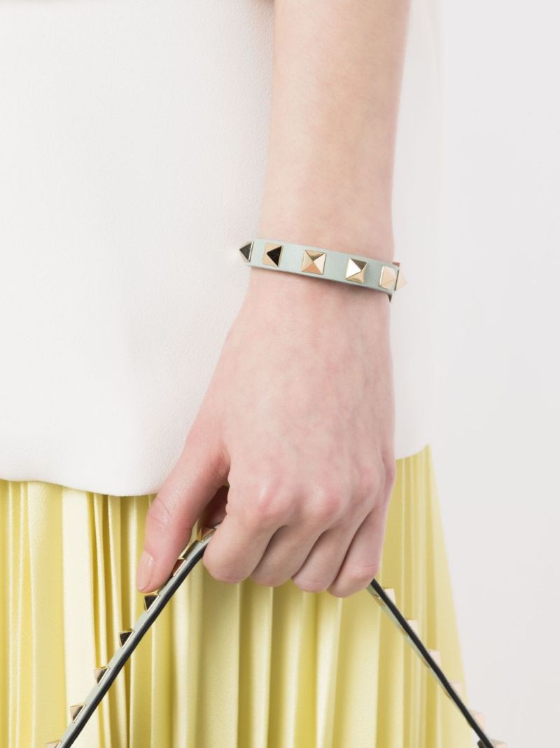 Gold-tone Rockstud Leather Bracelet