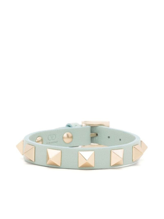 Gold-tone Rockstud Leather Bracelet