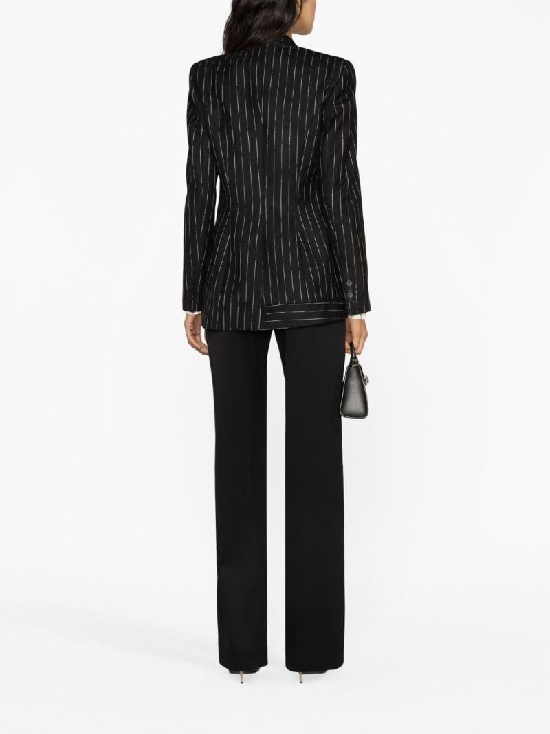 Black Pinstripe Wool Blazer