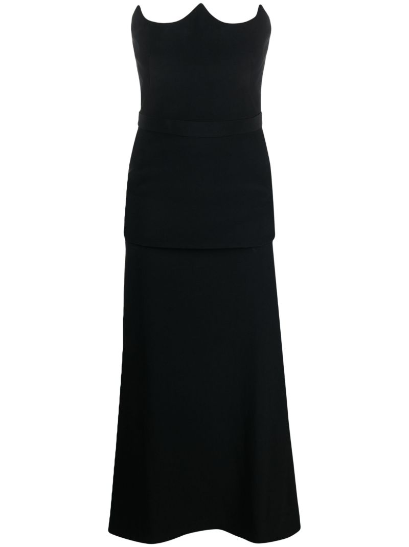 Black Peak Corset Crepe Gown
