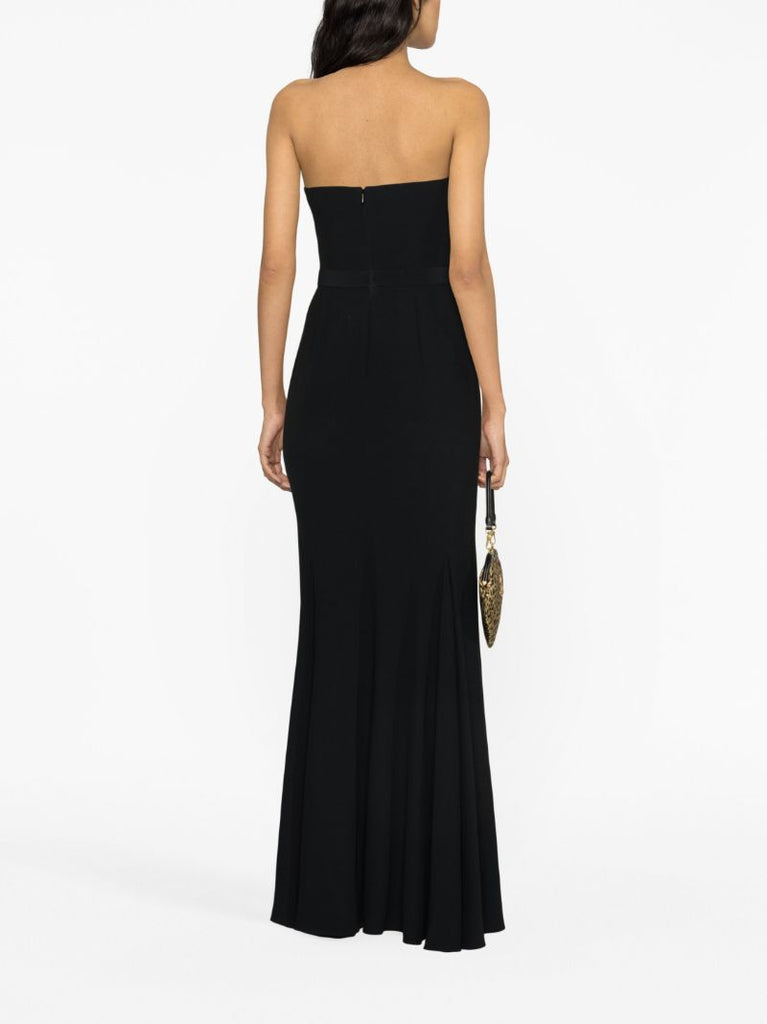 Black Peak Corset Crepe Gown